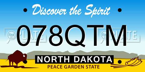 078QTM North Dakota License Plate