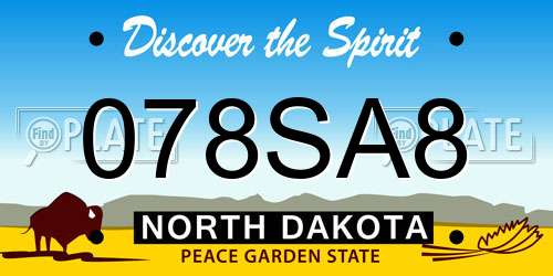 078SA8 North Dakota License Plate