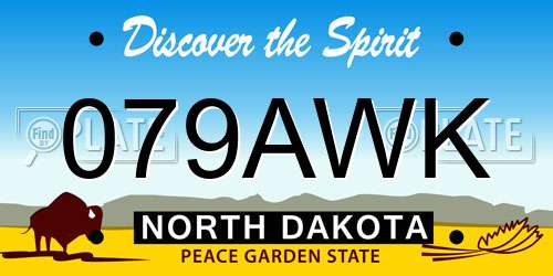 079AWK North Dakota License Plate