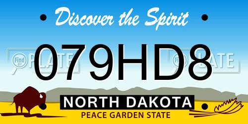 079HD8 North Dakota License Plate