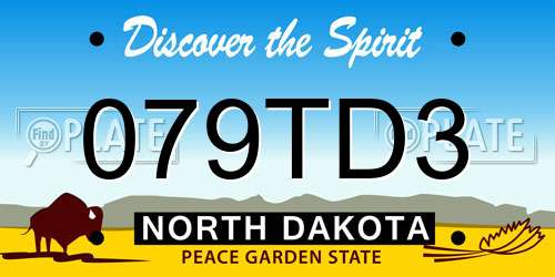 079TD3 North Dakota License Plate