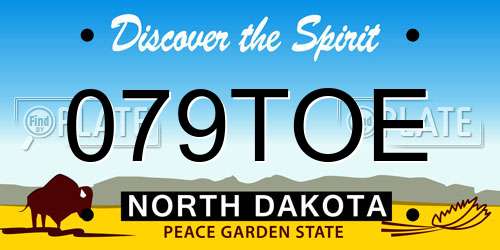 079TOE North Dakota License Plate