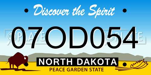 07OD054 North Dakota License Plate