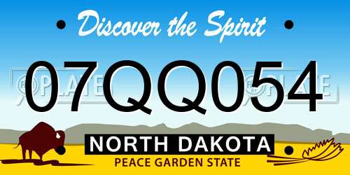 07QQ054 North Dakota License Plate