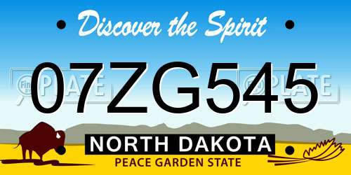 07ZG545 North Dakota License Plate