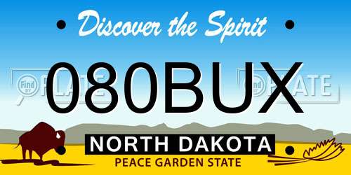 080BUX North Dakota License Plate