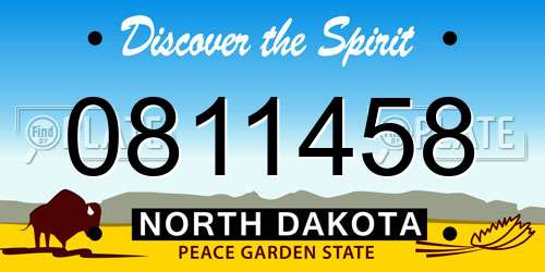 0811458 North Dakota License Plate