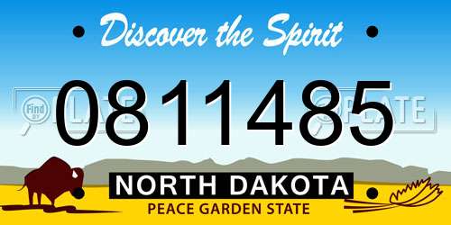 0811485 North Dakota License Plate
