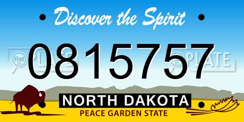 0815757 North Dakota License Plate