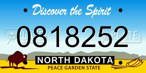 0818252 North Dakota License Plate