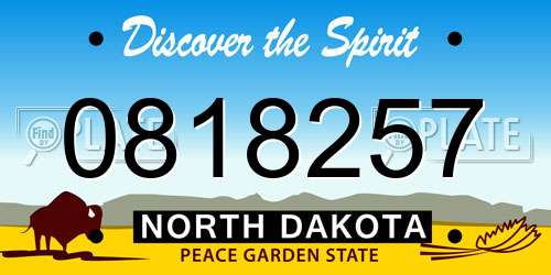 0818257 North Dakota License Plate