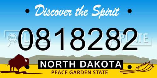 0818282 North Dakota License Plate