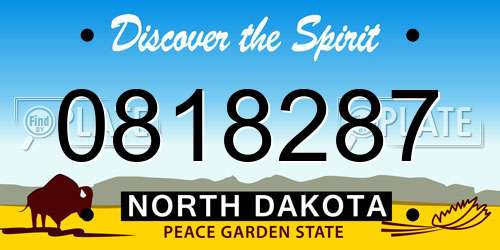 0818287 North Dakota License Plate