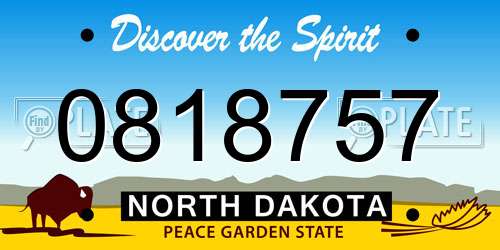 0818757 North Dakota License Plate
