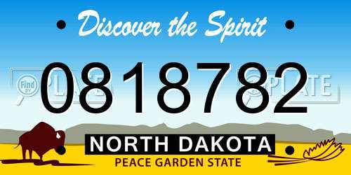 0818782 North Dakota License Plate