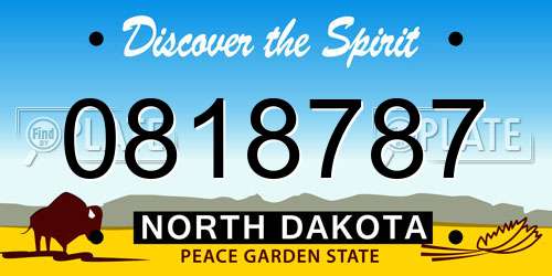 0818787 North Dakota License Plate