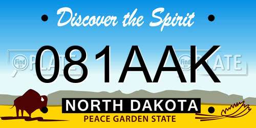 081AAK North Dakota License Plate