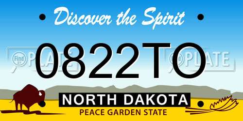 0822TO North Dakota License Plate