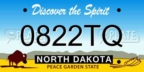 0822TQ North Dakota License Plate