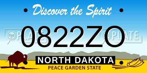 0822ZO North Dakota License Plate