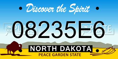 08235E6 North Dakota License Plate