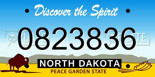 0823836 North Dakota License Plate