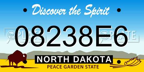08238E6 North Dakota License Plate