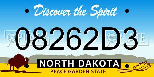 08262D3 North Dakota License Plate