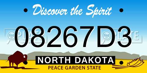 08267D3 North Dakota License Plate