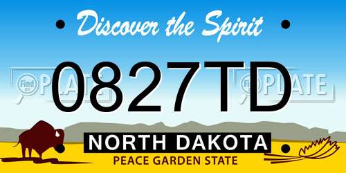 0827TD North Dakota License Plate