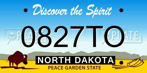 0827TO North Dakota License Plate