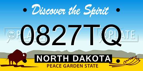 0827TQ North Dakota License Plate