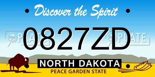0827ZD North Dakota License Plate