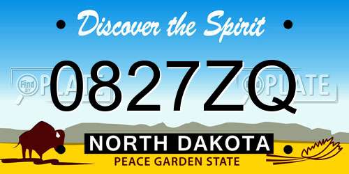 0827ZQ North Dakota License Plate