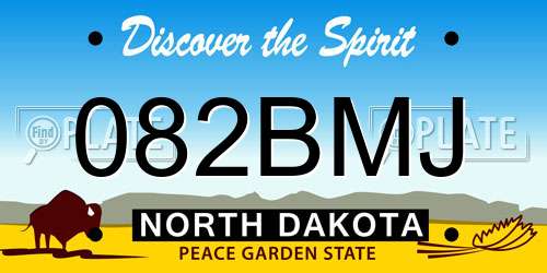 082BMJ North Dakota License Plate