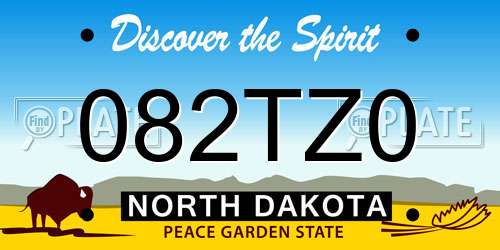 082TZ0 North Dakota License Plate