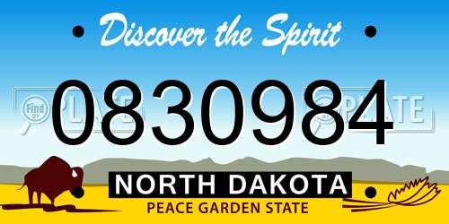 0830984 North Dakota License Plate