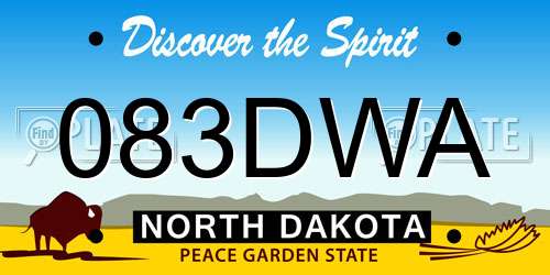083DWA North Dakota License Plate