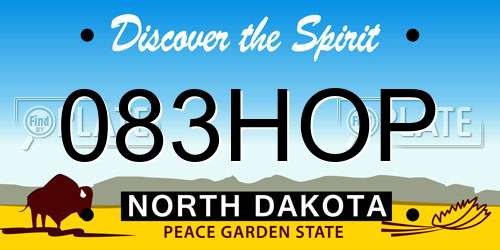 083HOP North Dakota License Plate
