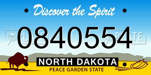 0840554 North Dakota License Plate