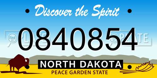 0840854 North Dakota License Plate