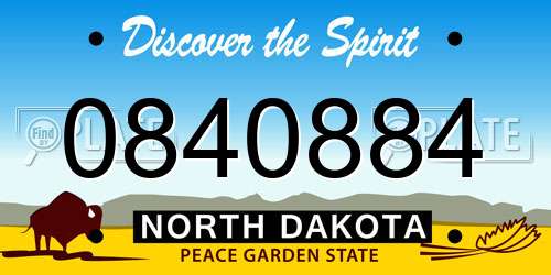 0840884 North Dakota License Plate