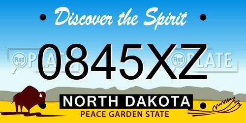 0845XZ North Dakota License Plate