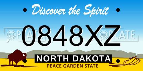 0848XZ North Dakota License Plate