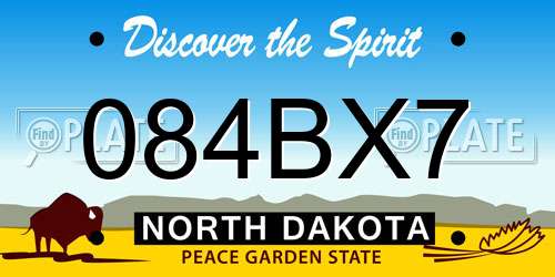 084BX7 North Dakota License Plate