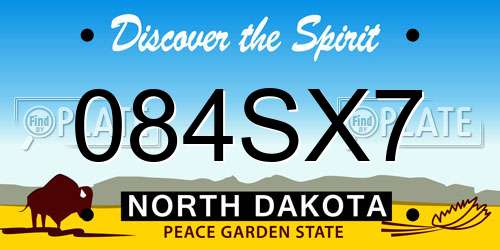 084SX7 North Dakota License Plate