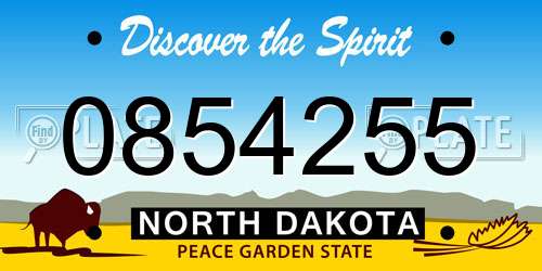 0854255 North Dakota License Plate