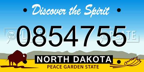 0854755 North Dakota License Plate