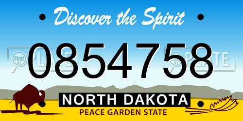 0854758 North Dakota License Plate