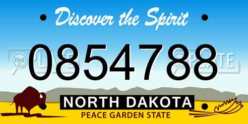 0854788 North Dakota License Plate